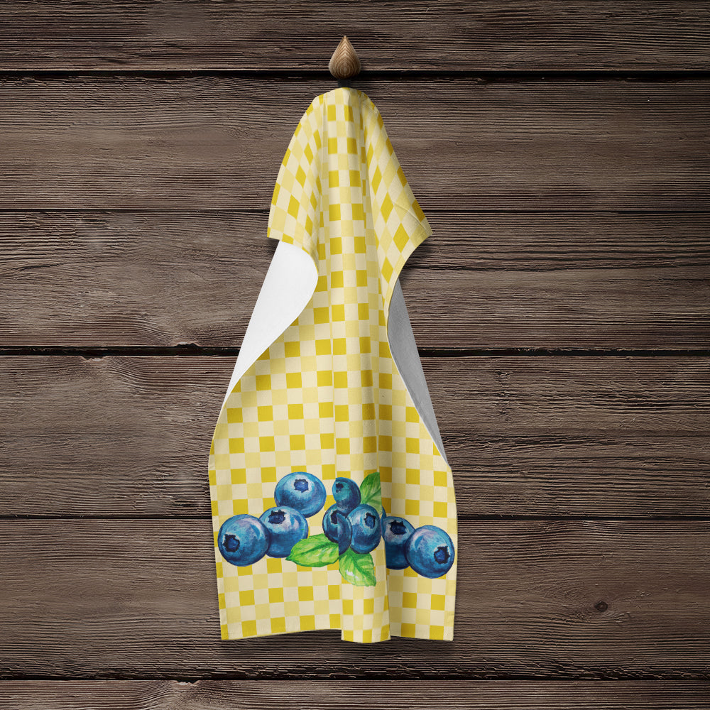 Blueberries on Basketweave Kitchen Towel Velour Plush Front and Cotton Loop Back Machine Washable
