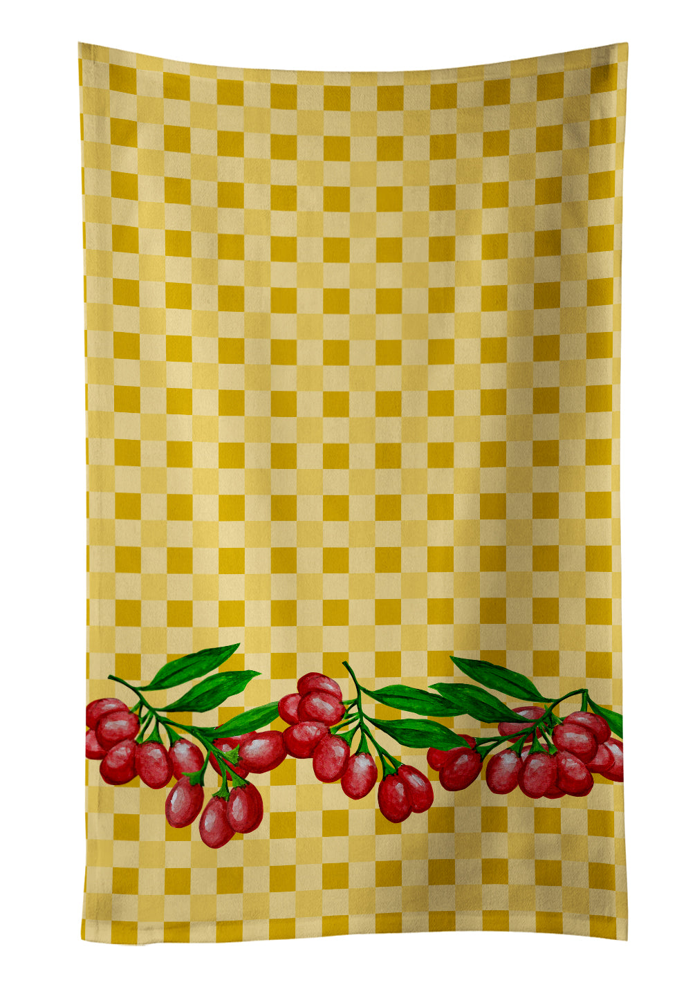 Gojis on Basketweave Kitchen Towel Velour Plush Front and Cotton Loop Back Machine Washable