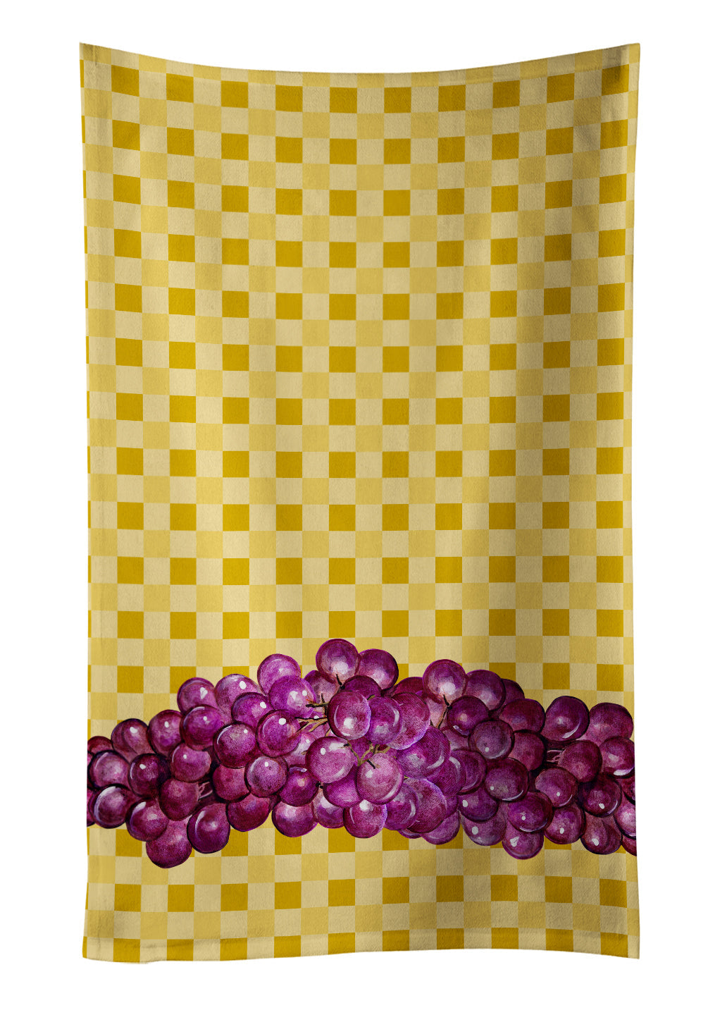 Grapes on Basketweave Kitchen Towel Velour Plush Front and Cotton Loop Back Machine Washable