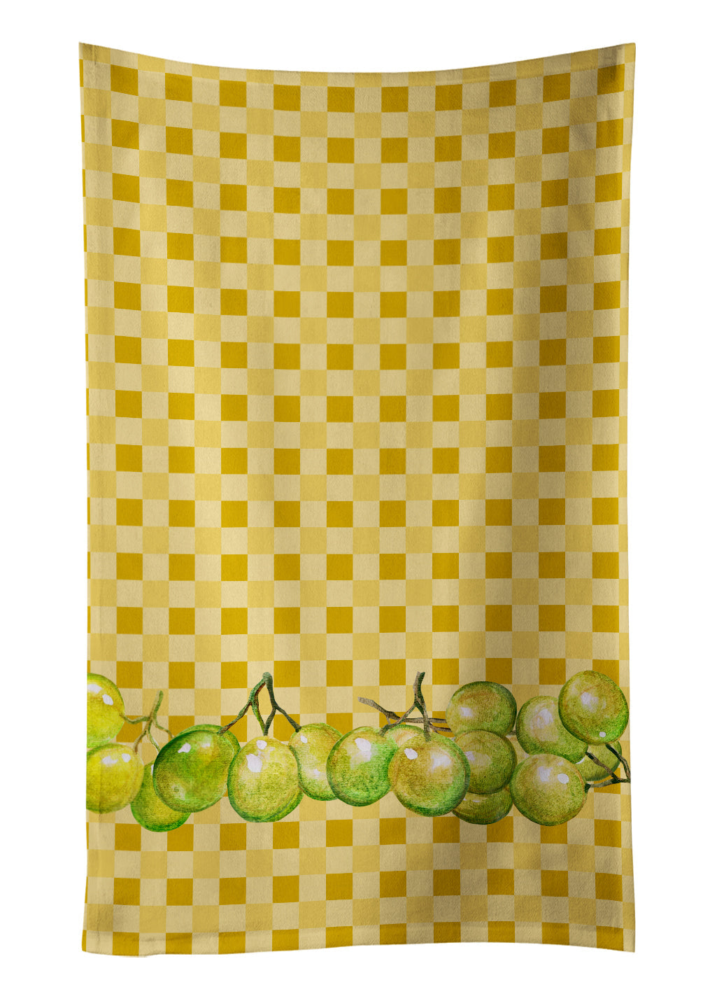 White Grapes on Basketweave Kitchen Towel Velour Plush Front and Cotton Loop Back Machine Washable