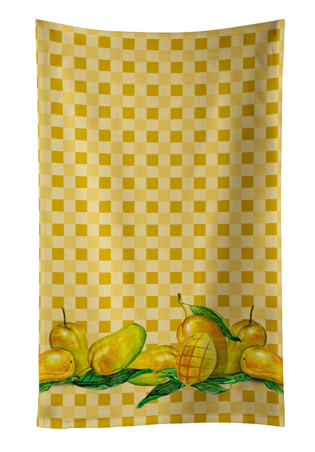 Mangos on Basketweave Kitchen Towel Velour Plush Front and Cotton Loop Back Machine Washable