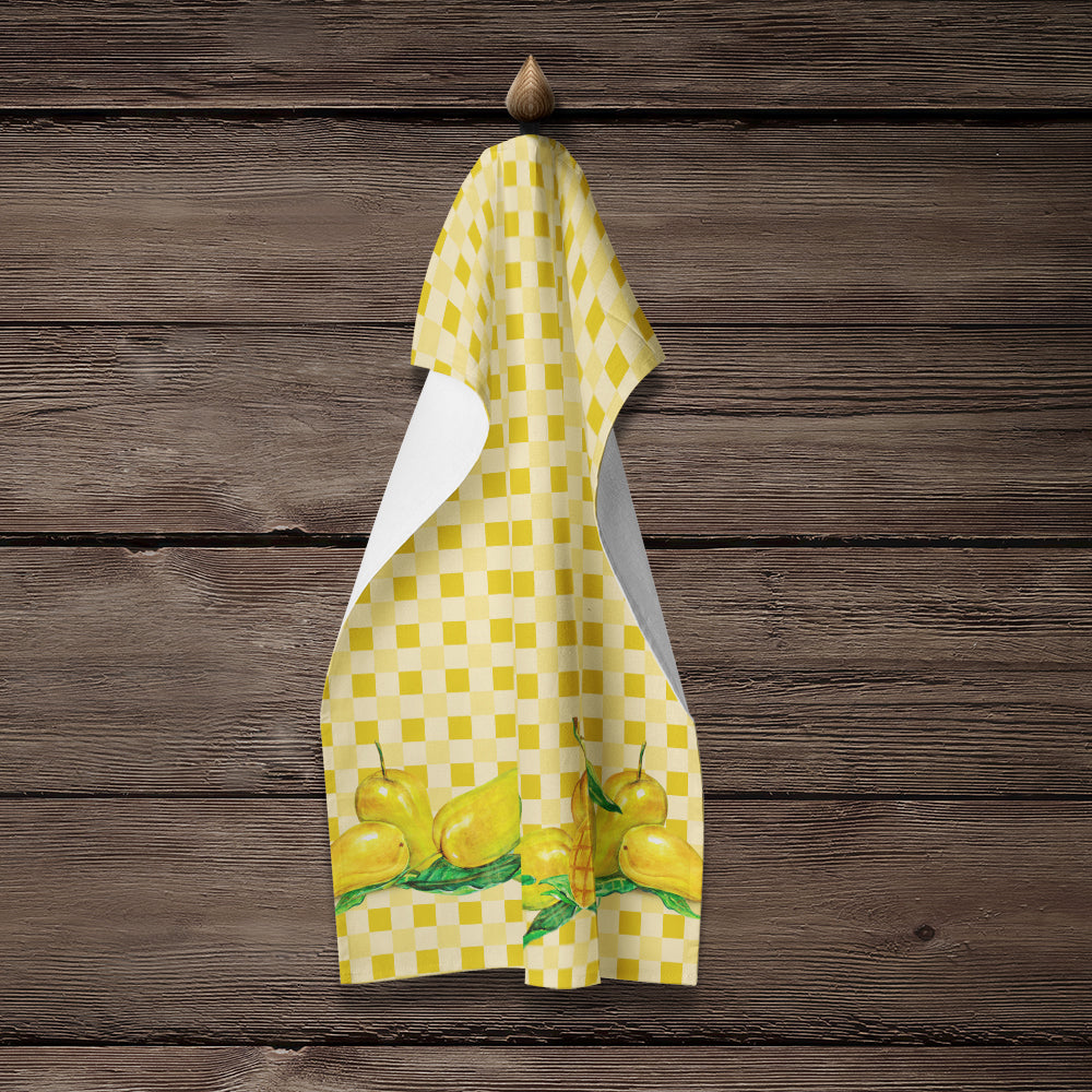 Mangos on Basketweave Kitchen Towel Velour Plush Front and Cotton Loop Back Machine Washable
