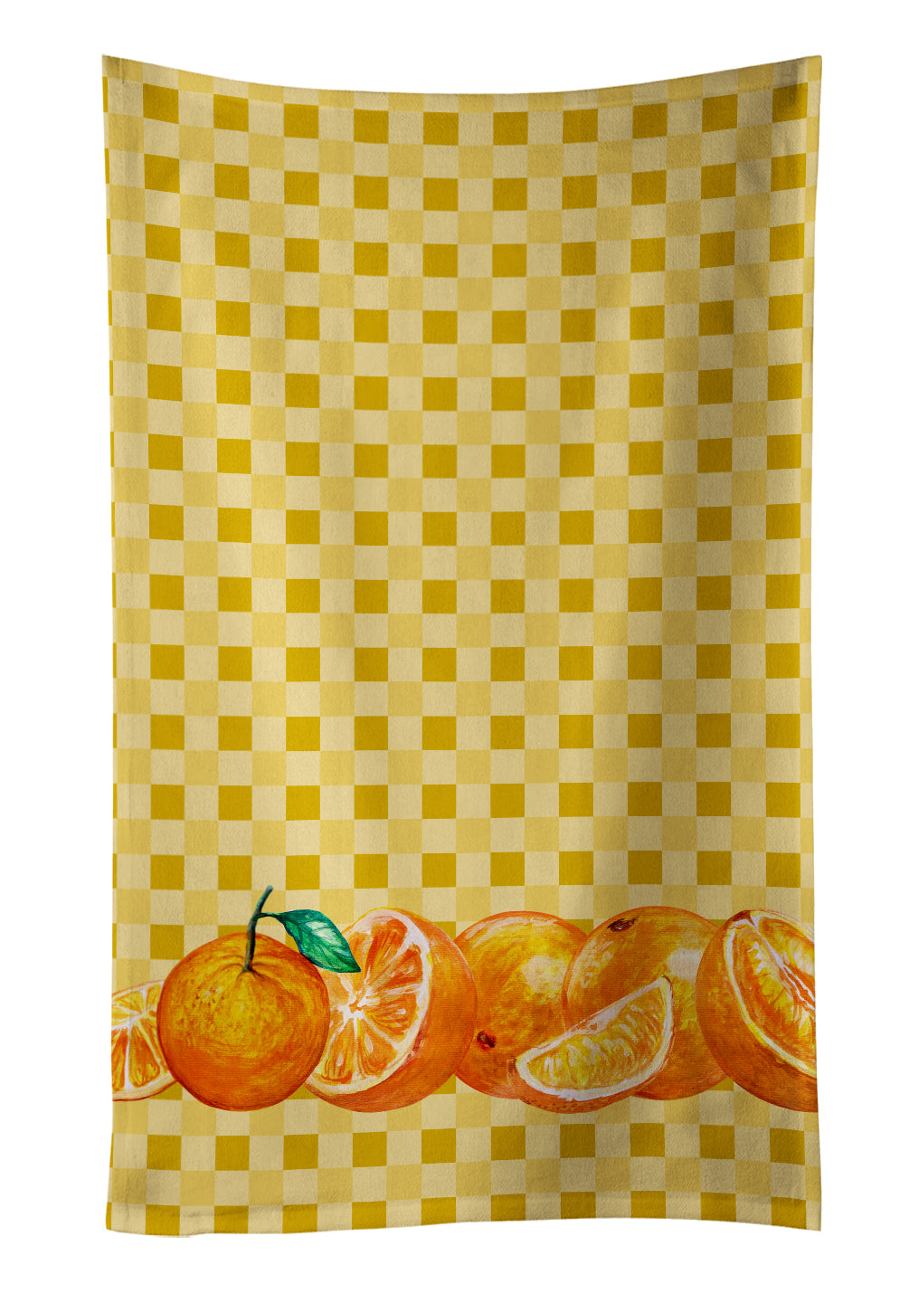 Oranges on Basketweave Kitchen Towel Velour Plush Front and Cotton Loop Back Machine Washable