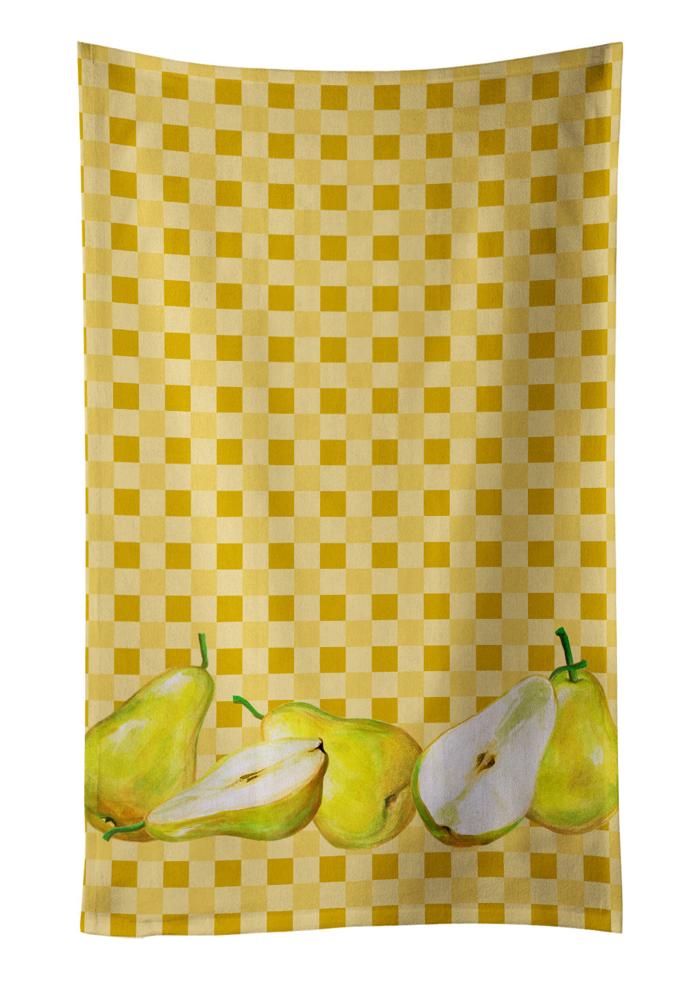 Pears on Basketweave Kitchen Towel Velour Plush Front and Cotton Loop Back Machine Washable