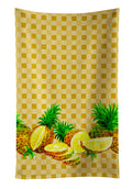 Pineapples on Basketweave Kitchen Towel Velour Plush Front and Cotton Loop Back Machine Washable
