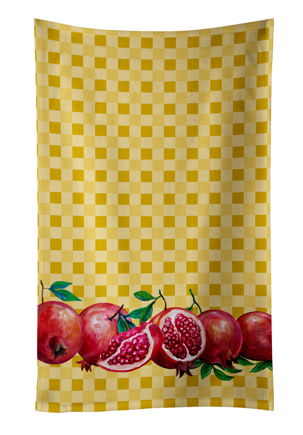 Pomegranates on Basketweave Kitchen Towel Velour Plush Front and Cotton Loop Back Machine Washable
