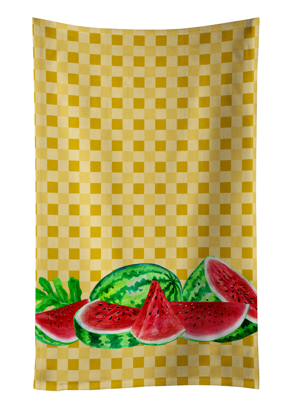 Watermelon on Basketweave Kitchen Towel Velour Plush Front and Cotton Loop Back Machine Washable