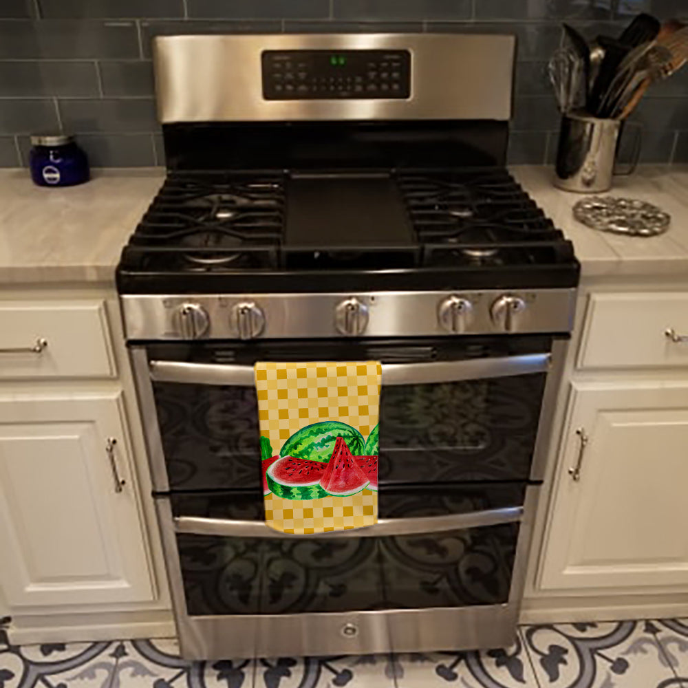 Watermelon on Basketweave Kitchen Towel Velour Plush Front and Cotton Loop Back Machine Washable