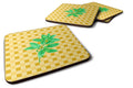 Basil on Basketweave Foam Coasters Set of 4 Cup Coasters for Indoor Outdoor, Tabletop Protection, Anti Slip, Mouse pad Material