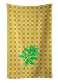 Basil on Basketweave Kitchen Towel Velour Plush Front and Cotton Loop Back Machine Washable