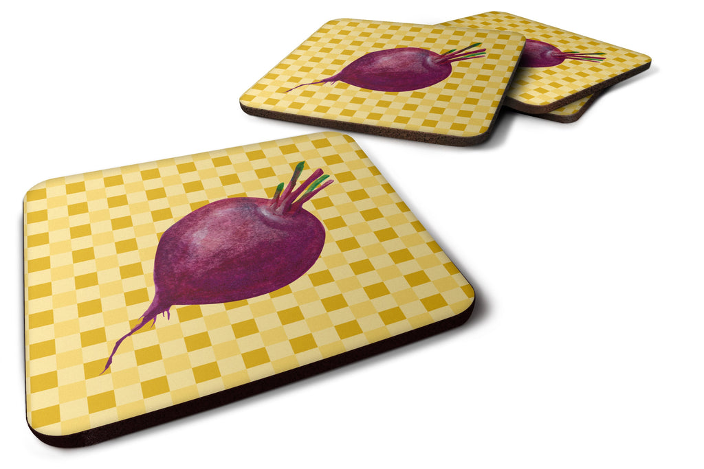 Beet Root on Basketweave Foam Coasters Set of 4 Cup Coasters for Indoor Outdoor, Tabletop Protection, Anti Slip, Mouse pad Material