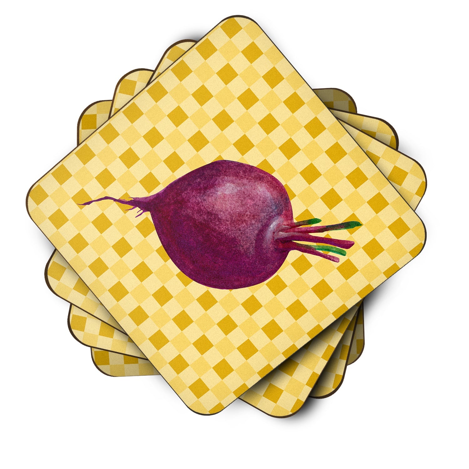 Beet Root on Basketweave Foam Coasters Set of 4 Cup Coasters for Indoor Outdoor, Tabletop Protection, Anti Slip, Mouse pad Material