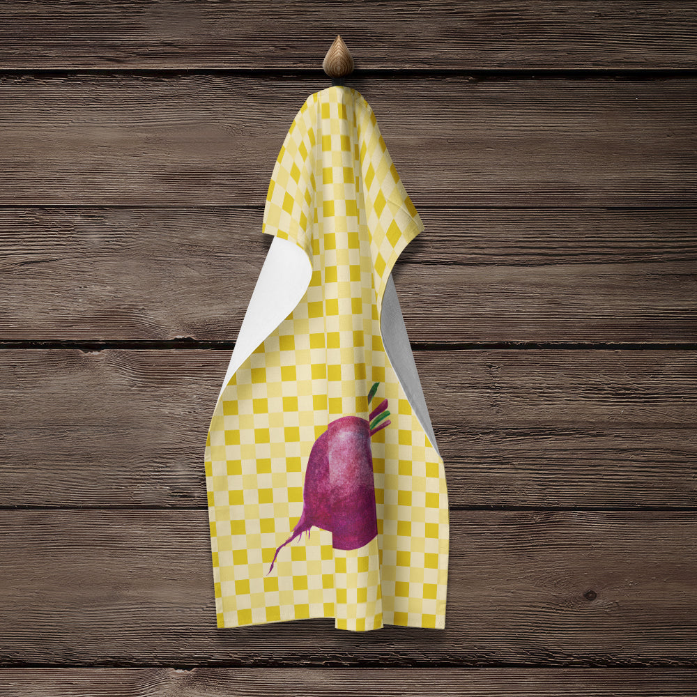 Beet Root on Basketweave Kitchen Towel Velour Plush Front and Cotton Loop Back Machine Washable