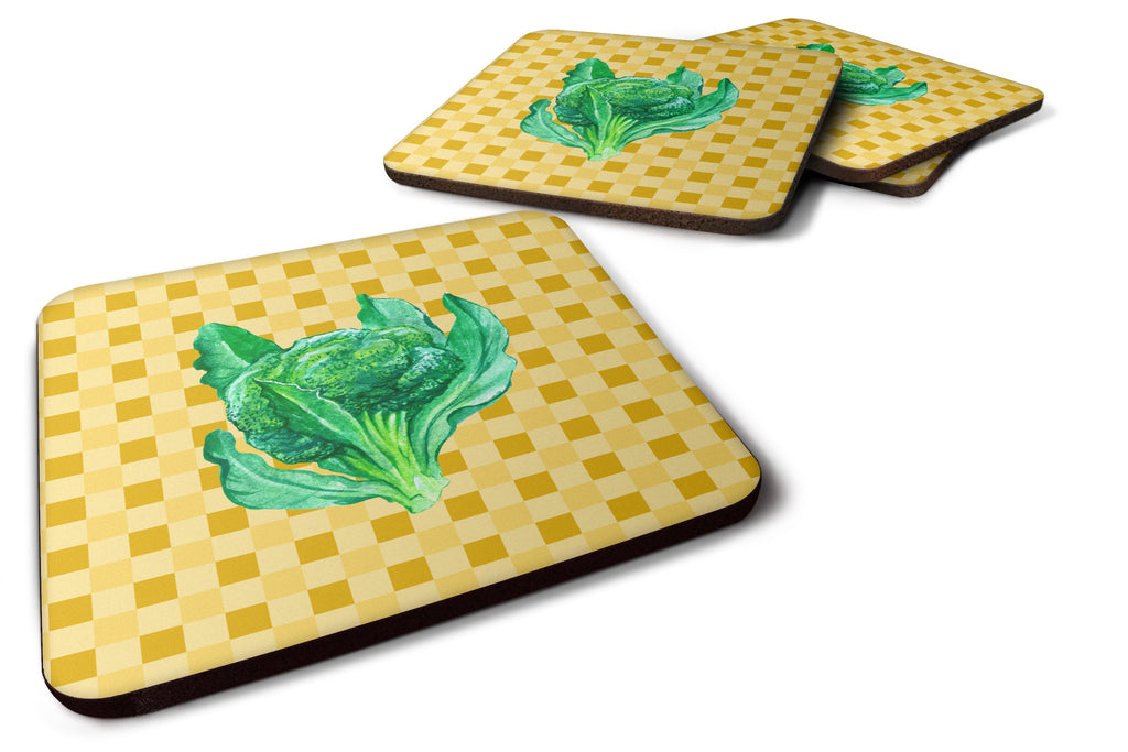 Broccoli on Basketweave Foam Coasters Set of 4 Cup Coasters for Indoor Outdoor, Tabletop Protection, Anti Slip, Mouse pad Material