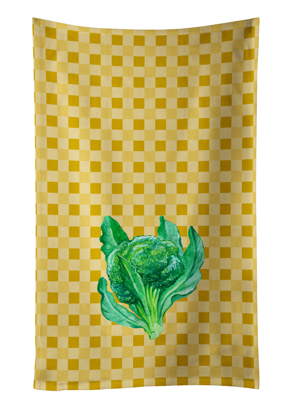 Broccoli on Basketweave Kitchen Towel Velour Plush Front and Cotton Loop Back Machine Washable