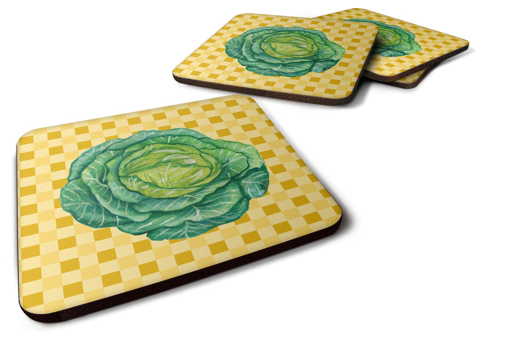 Cabbage on Basketweave Foam Coasters Set of 4 Cup Coasters for Indoor Outdoor, Tabletop Protection, Anti Slip, Mouse pad Material