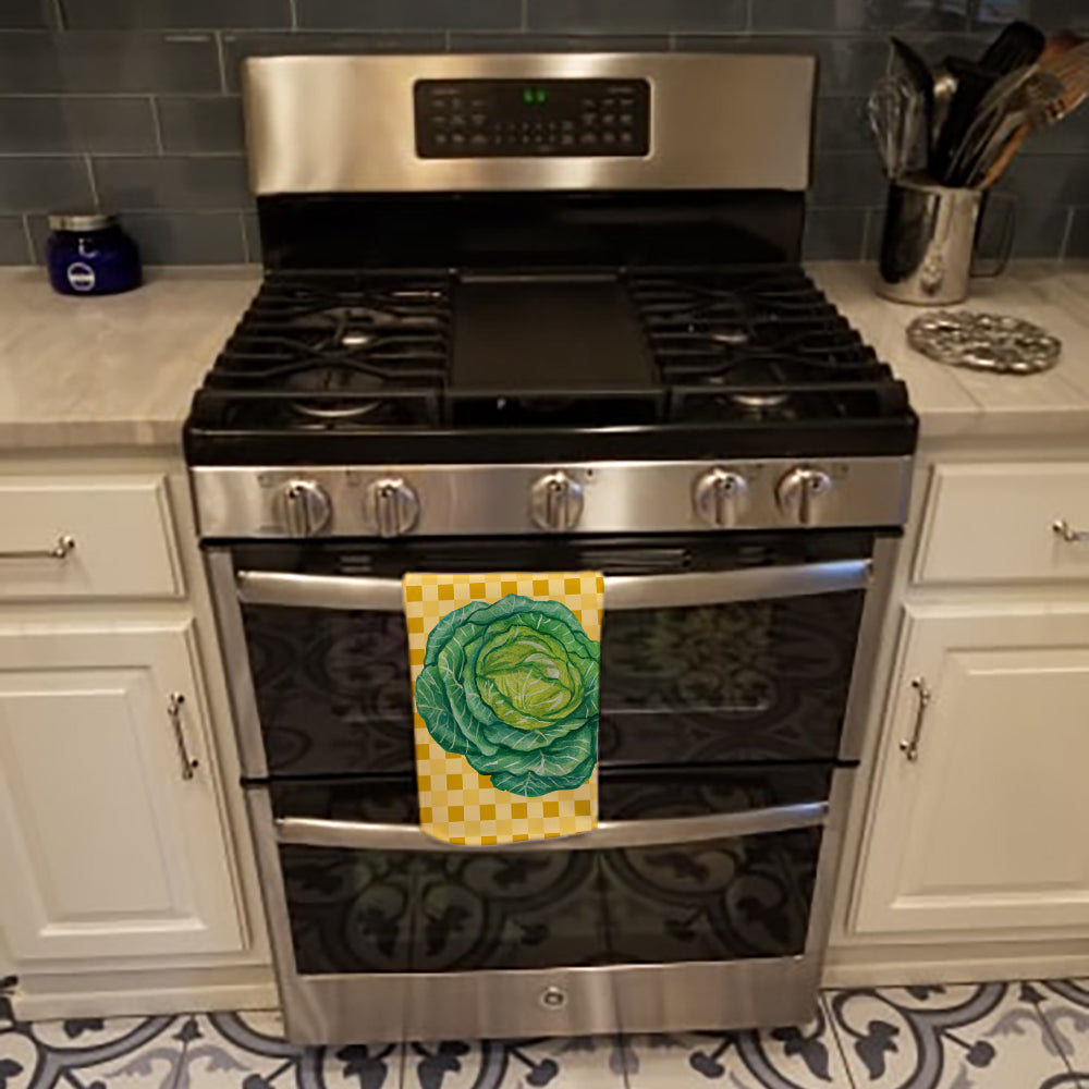 Cabbage on Basketweave Kitchen Towel Velour Plush Front and Cotton Loop Back Machine Washable