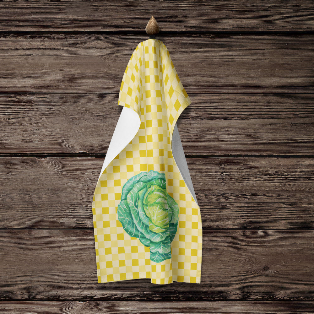 Cabbage on Basketweave Kitchen Towel Velour Plush Front and Cotton Loop Back Machine Washable