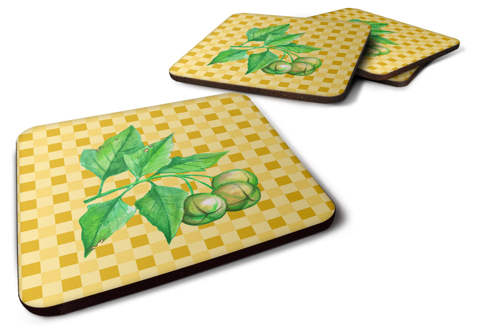 Candlenut on Basketweave Foam Coasters Set of 4 Cup Coasters for Indoor Outdoor, Tabletop Protection, Anti Slip, Mouse pad Material