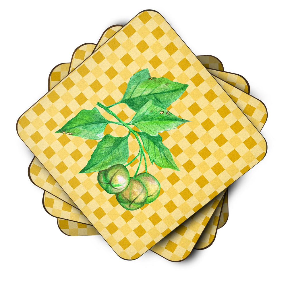 Candlenut on Basketweave Foam Coasters Set of 4 Cup Coasters for Indoor Outdoor, Tabletop Protection, Anti Slip, Mouse pad Material