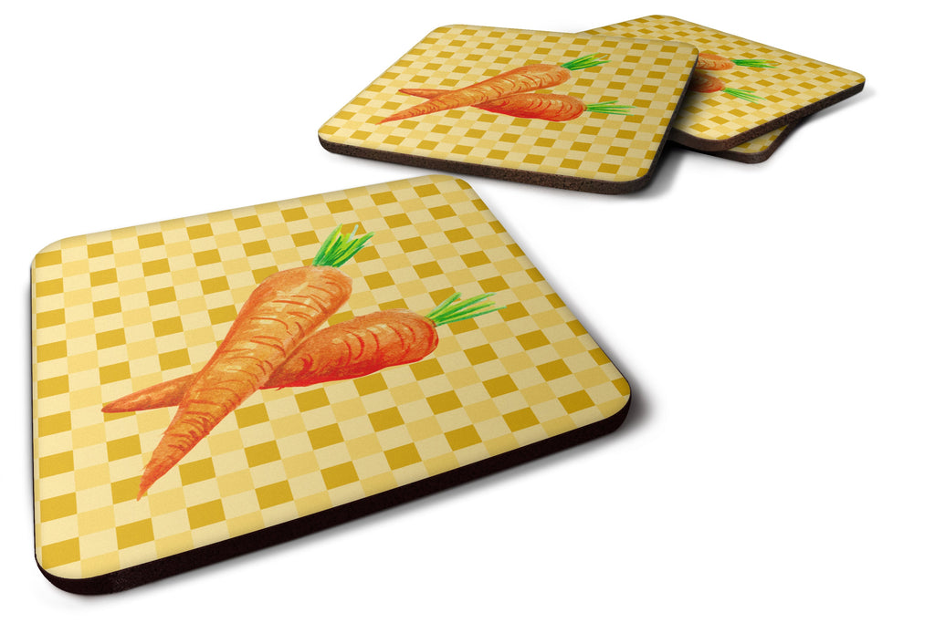 Carrots on Basketweave Foam Coasters Set of 4 Cup Coasters for Indoor Outdoor, Tabletop Protection, Anti Slip, Mouse pad Material