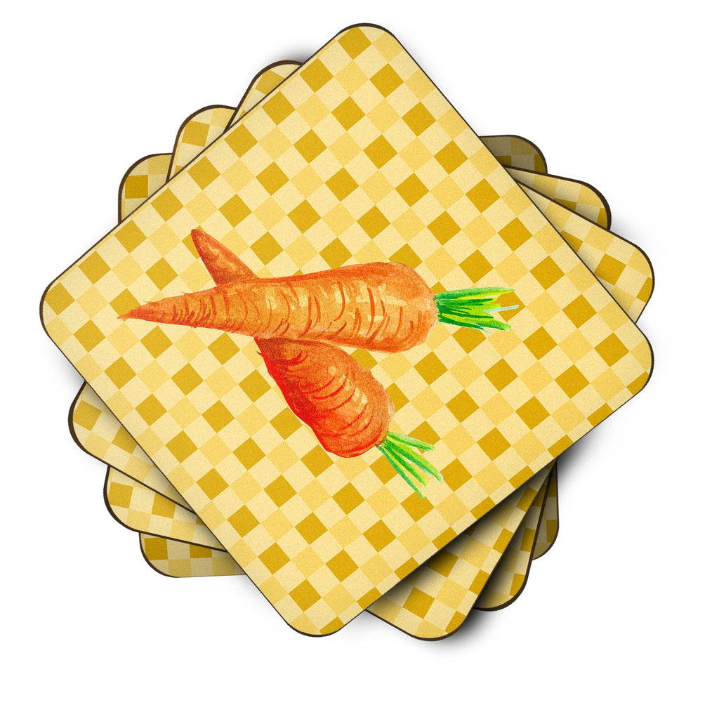 Carrots on Basketweave Foam Coasters Set of 4 Cup Coasters for Indoor Outdoor, Tabletop Protection, Anti Slip, Mouse pad Material
