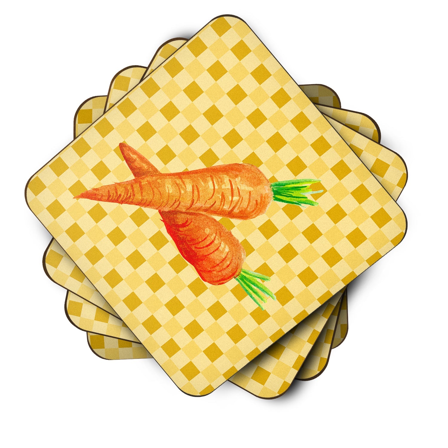 Carrots on Basketweave Foam Coasters Set of 4 Cup Coasters for Indoor Outdoor, Tabletop Protection, Anti Slip, Mouse pad Material