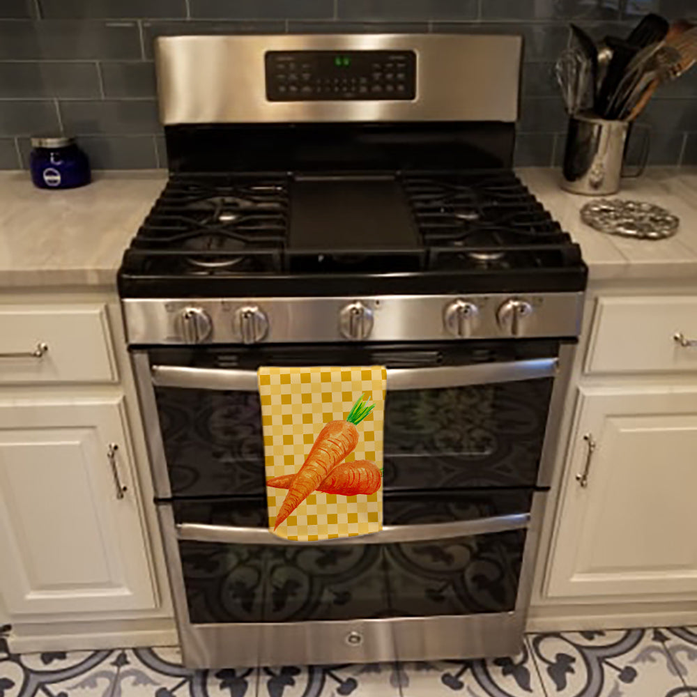 Carrots on Basketweave Kitchen Towel Velour Plush Front and Cotton Loop Back Machine Washable