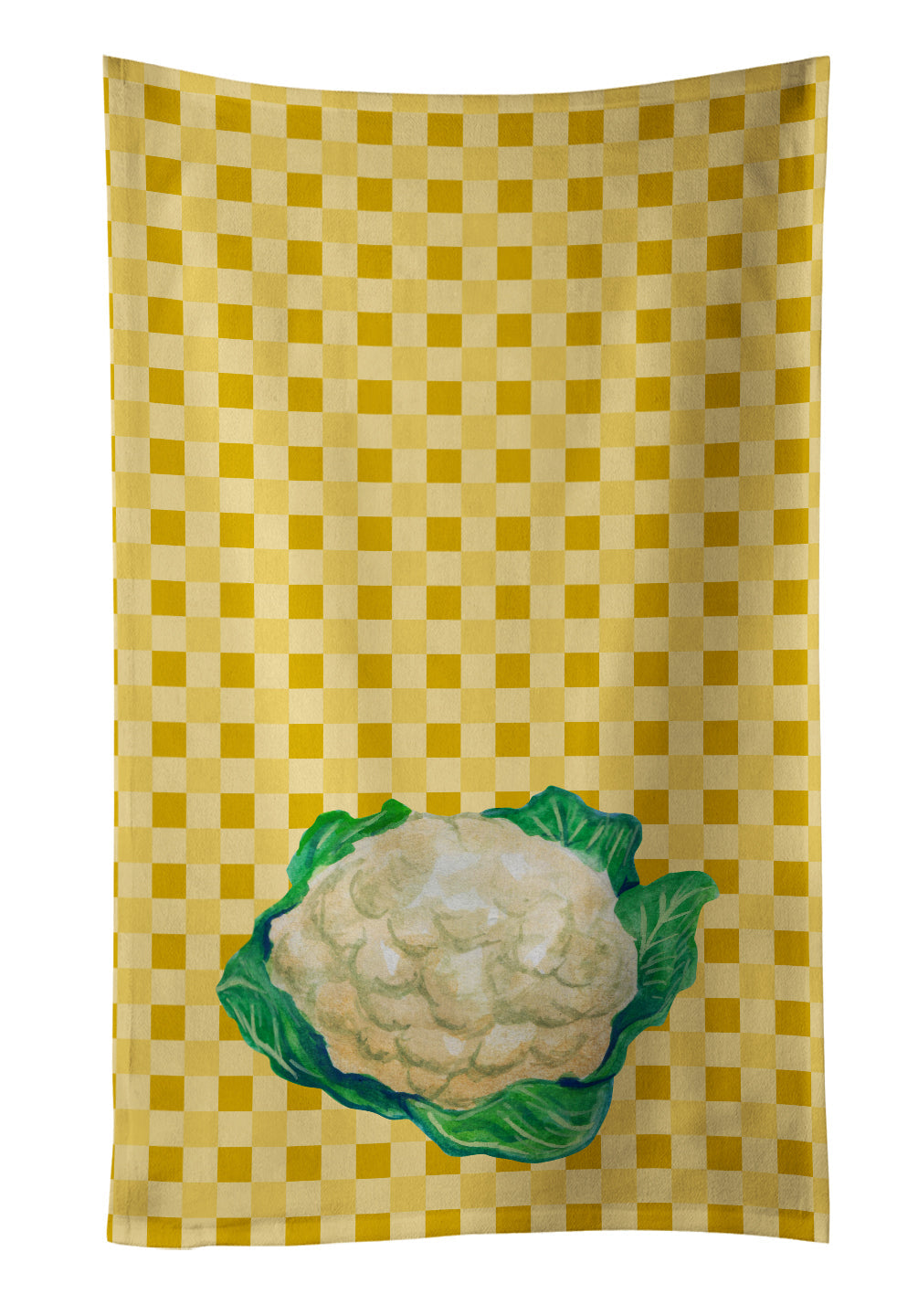 Cauliflower on Basketweave Kitchen Towel Velour Plush Front and Cotton Loop Back Machine Washable