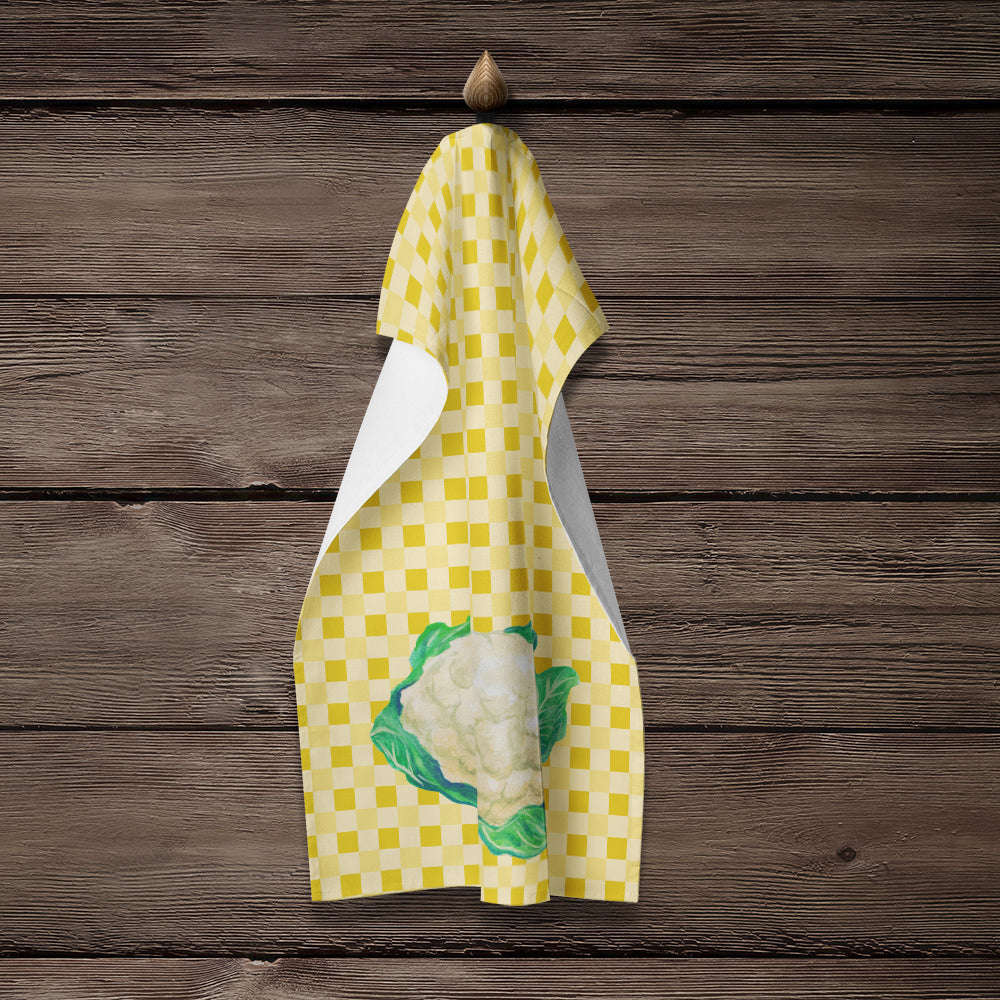 Cauliflower on Basketweave Kitchen Towel Velour Plush Front and Cotton Loop Back Machine Washable