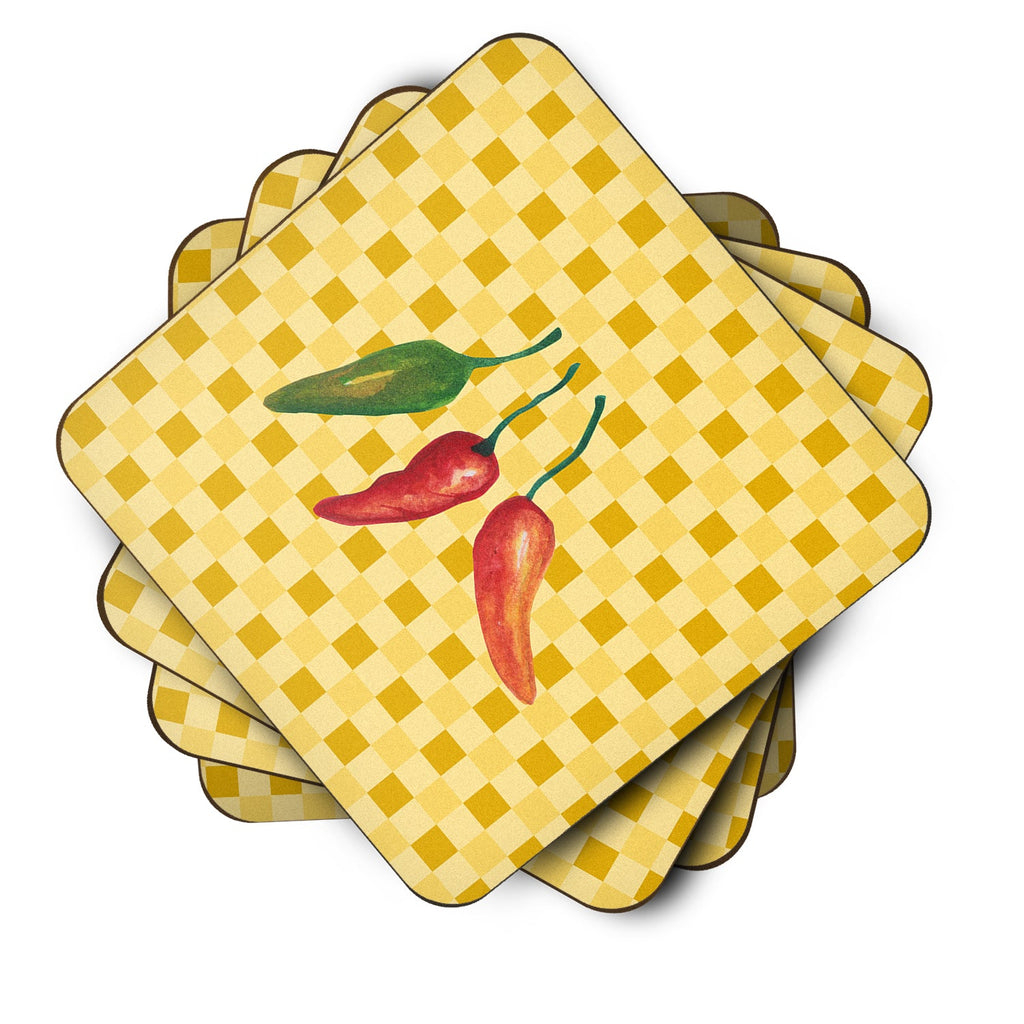 Cayenne Pepper on Basketweave Foam Coasters Set of 4 Cup Coasters for Indoor Outdoor, Tabletop Protection, Anti Slip, Mouse pad Material