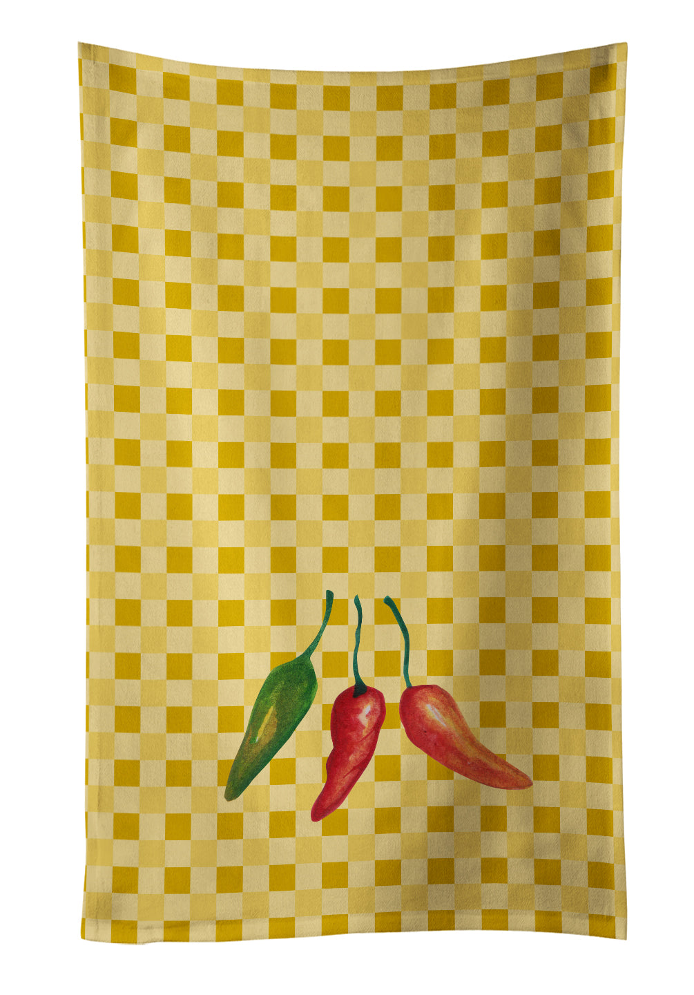 Cayenne Pepper on Basketweave Kitchen Towel Velour Plush Front and Cotton Loop Back Machine Washable