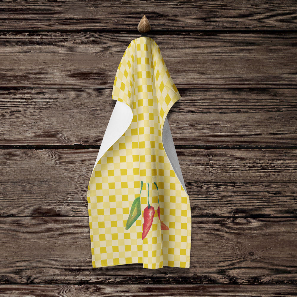 Cayenne Pepper on Basketweave Kitchen Towel Velour Plush Front and Cotton Loop Back Machine Washable