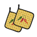 Cayenne Pepper on Basketweave Pot Holder Set of 2 Heat Resistant Quilted Hot Pads 7.5 x 7.5 Inch, Insulated Kitchen Trivets for Cooking & Baking