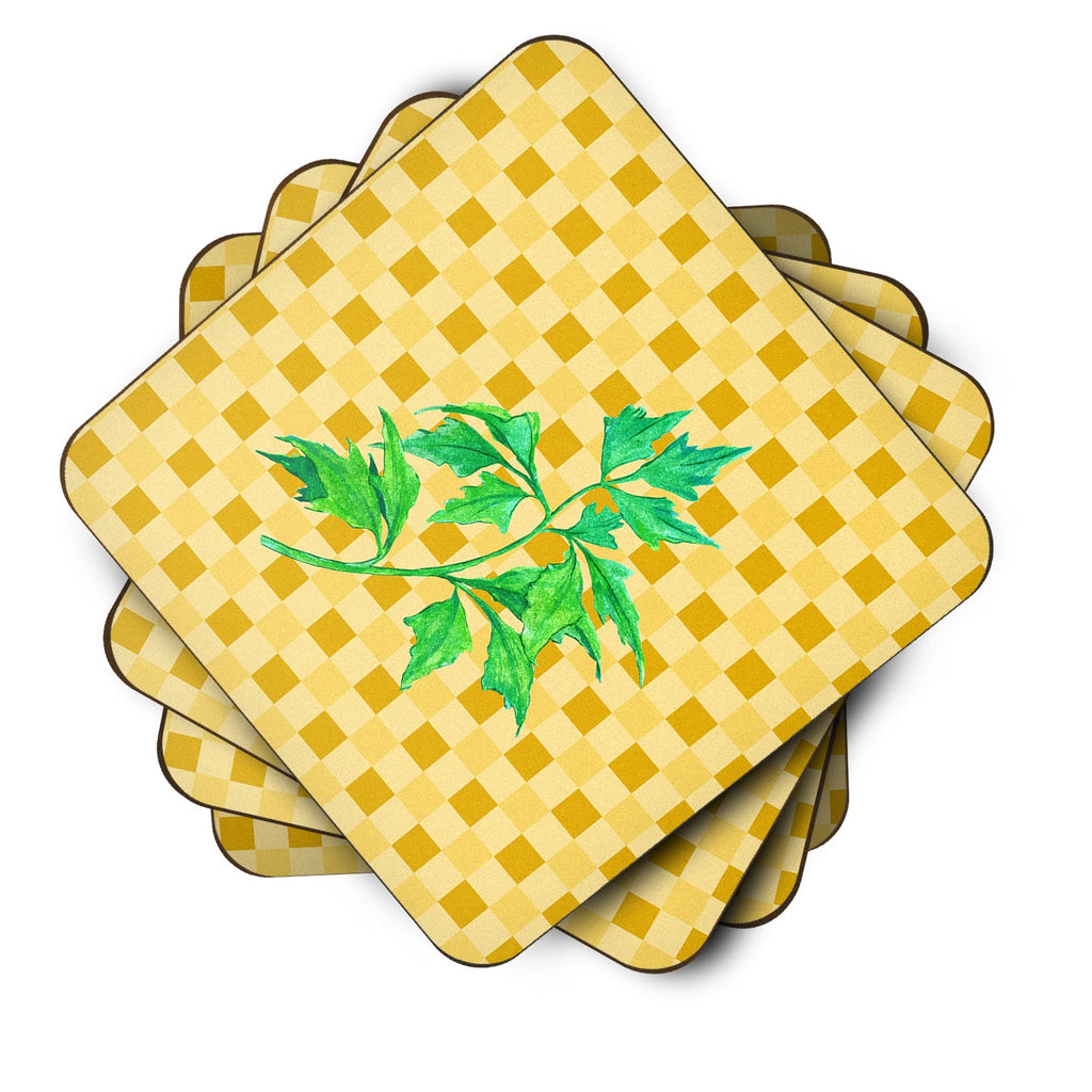 Celery on Basketweave Foam Coasters Set of 4 Cup Coasters for Indoor Outdoor, Tabletop Protection, Anti Slip, Mouse pad Material