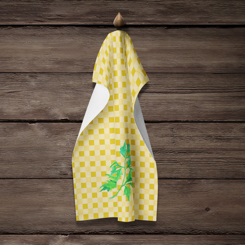 Celery on Basketweave Kitchen Towel Velour Plush Front and Cotton Loop Back Machine Washable