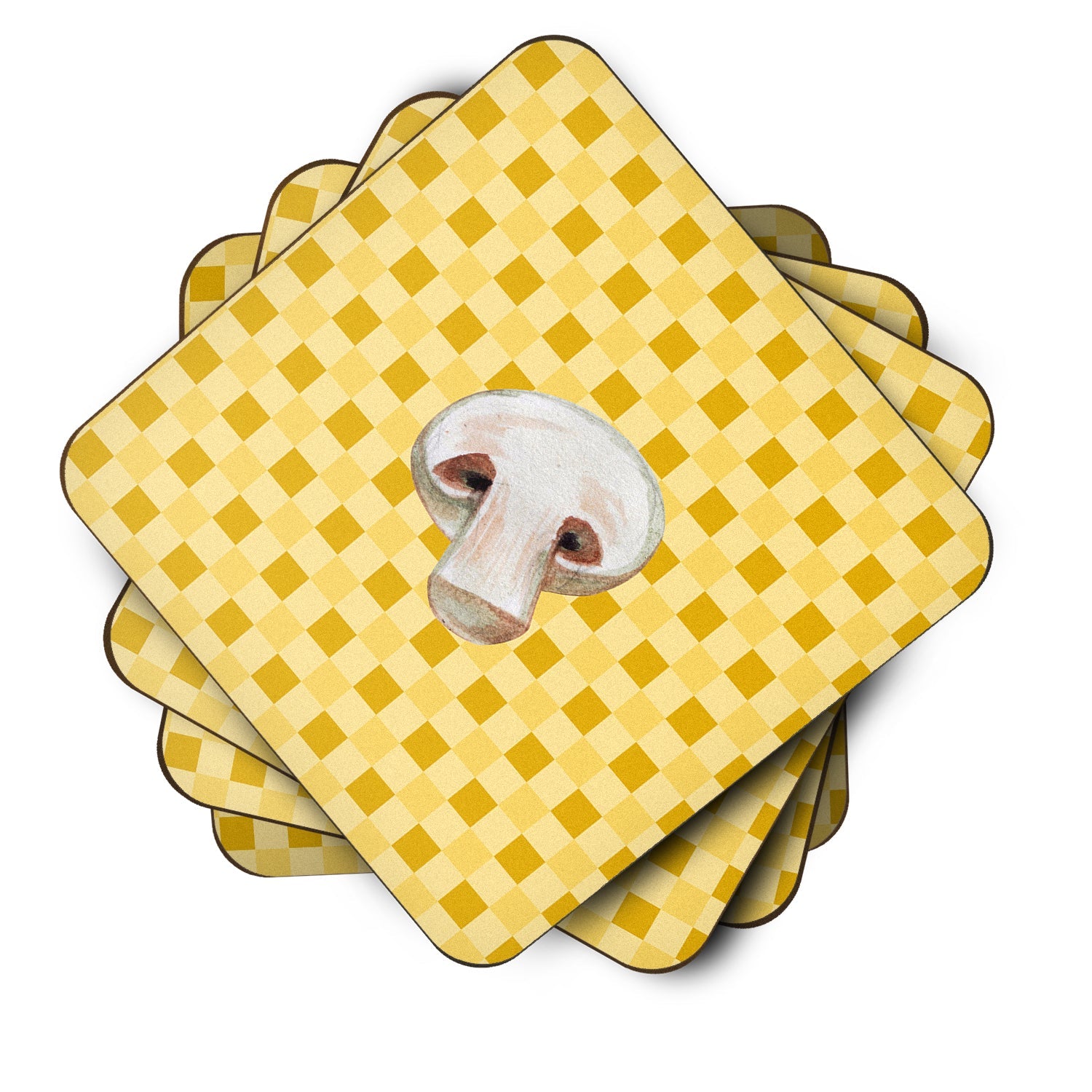 Champignon Mushroom on Basketweave Foam Coasters Set of 4 Cup Coasters for Indoor Outdoor, Tabletop Protection, Anti Slip, Mouse pad Material