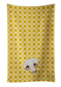 Champignon Mushroom on Basketweave Kitchen Towel Velour Plush Front and Cotton Loop Back Machine Washable
