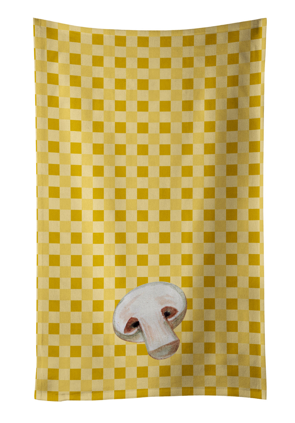 Champignon Mushroom on Basketweave Kitchen Towel Velour Plush Front and Cotton Loop Back Machine Washable