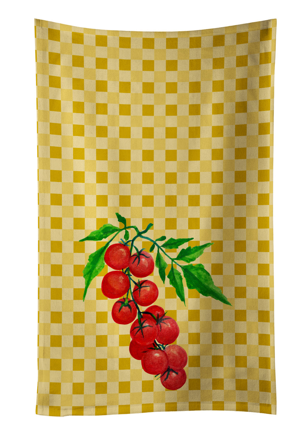 Cherry Tomato on Basketweave Kitchen Towel Velour Plush Front and Cotton Loop Back Machine Washable