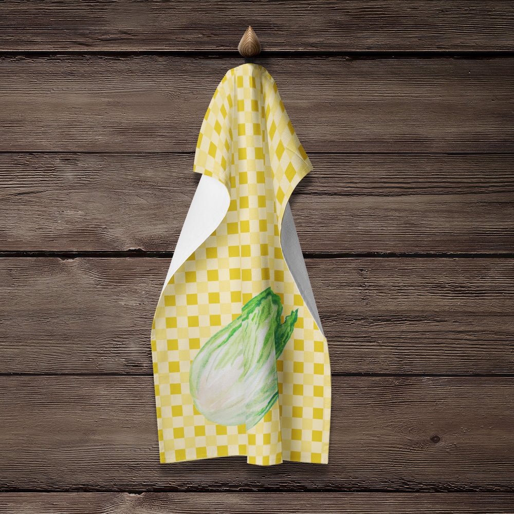 Chinese Cabbage on Basketweave Kitchen Towel Velour Plush Front and Cotton Loop Back Machine Washable