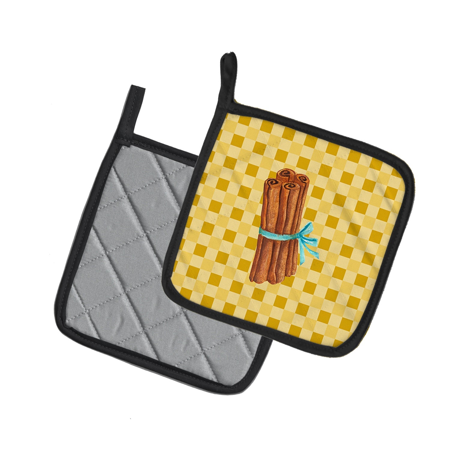 Cinnamon on Basketweave Pot Holder Set of 2 Heat Resistant Quilted Hot Pads 7.5 x 7.5 Inch, Insulated Kitchen Trivets for Cooking & Baking