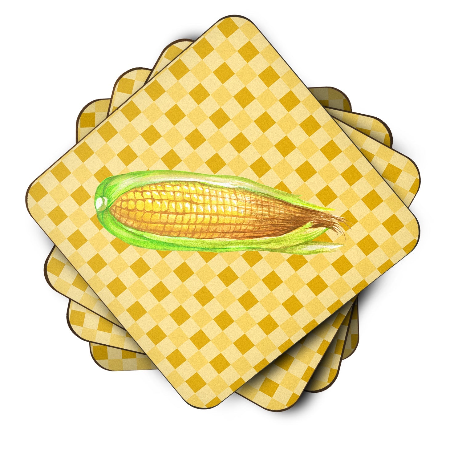 Corn on Basketweave Foam Coasters Set of 4 Cup Coasters for Indoor Outdoor, Tabletop Protection, Anti Slip, Mouse pad Material