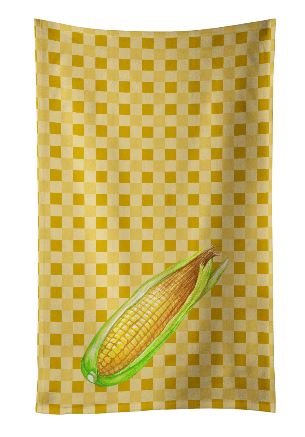 Corn on Basketweave Kitchen Towel Velour Plush Front and Cotton Loop Back Machine Washable