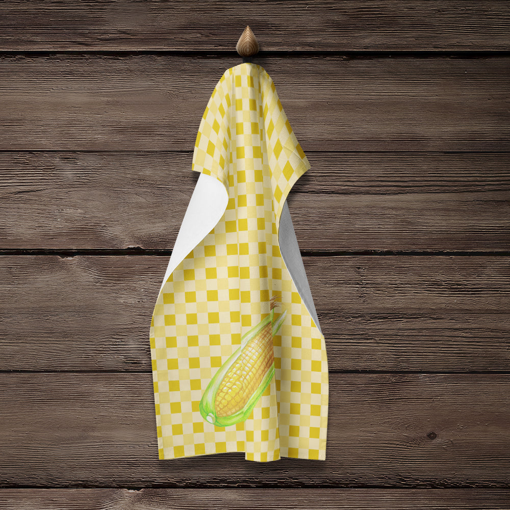 Corn on Basketweave Kitchen Towel Velour Plush Front and Cotton Loop Back Machine Washable