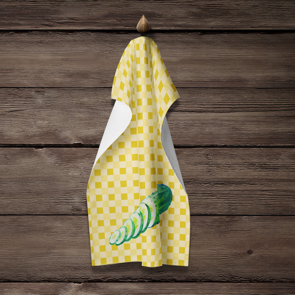 Cucumber on Basketweave Kitchen Towel Velour Plush Front and Cotton Loop Back Machine Washable