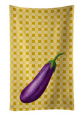 Eggplant on Basketweave Kitchen Towel Velour Plush Front and Cotton Loop Back Machine Washable
