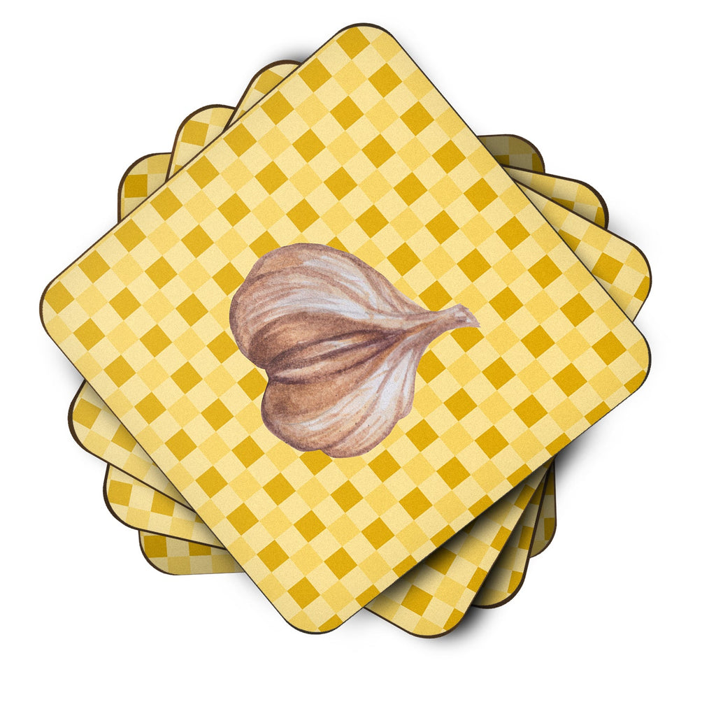 Garlic on Basketweave Foam Coasters Set of 4 Cup Coasters for Indoor Outdoor, Tabletop Protection, Anti Slip, Mouse pad Material