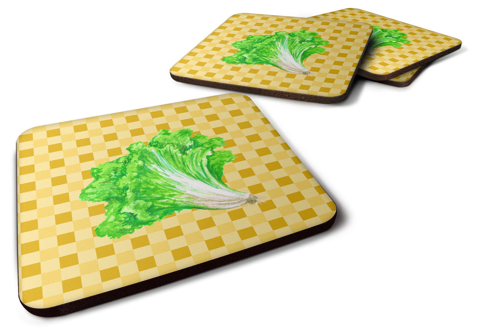 Lettuce on Basketweave Foam Coasters Set of 4 Cup Coasters for Indoor Outdoor, Tabletop Protection, Anti Slip, Mouse pad Material