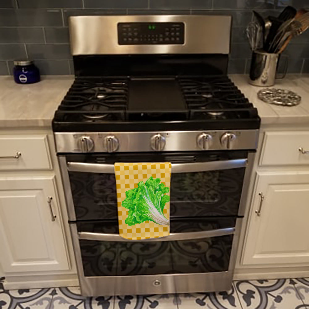 Lettuce on Basketweave Kitchen Towel Velour Plush Front and Cotton Loop Back Machine Washable